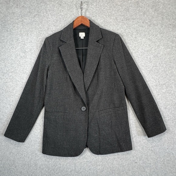 a new day Jackets & Blazers - A New Day Target Plaid Blazer Womens S Gray Glen Check One Button‎ Lined